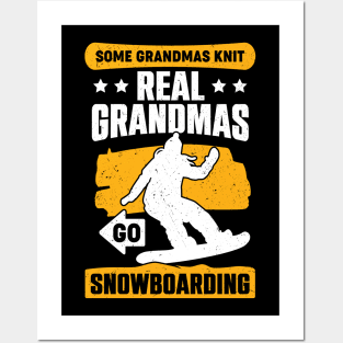 Snowboarding Grandma Snowboarder Old Woman Gift Posters and Art